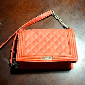 BCBG Quilted Orange Crossbody Bag - Vibrant Designer Shoulder Bag